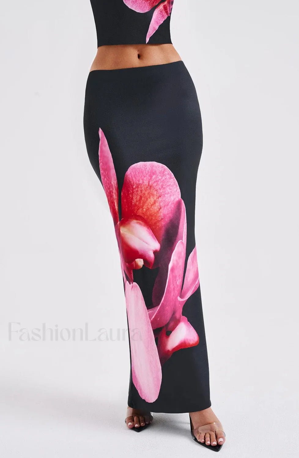 Allegra Maxi Skirt Trendy - Black Floral Print