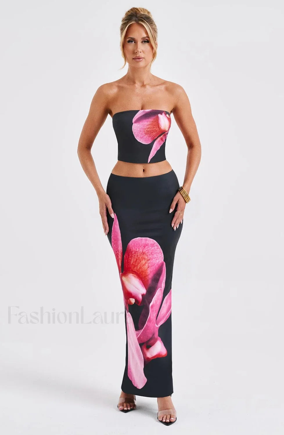 Allegra Maxi Skirt Trendy - Black Floral Print