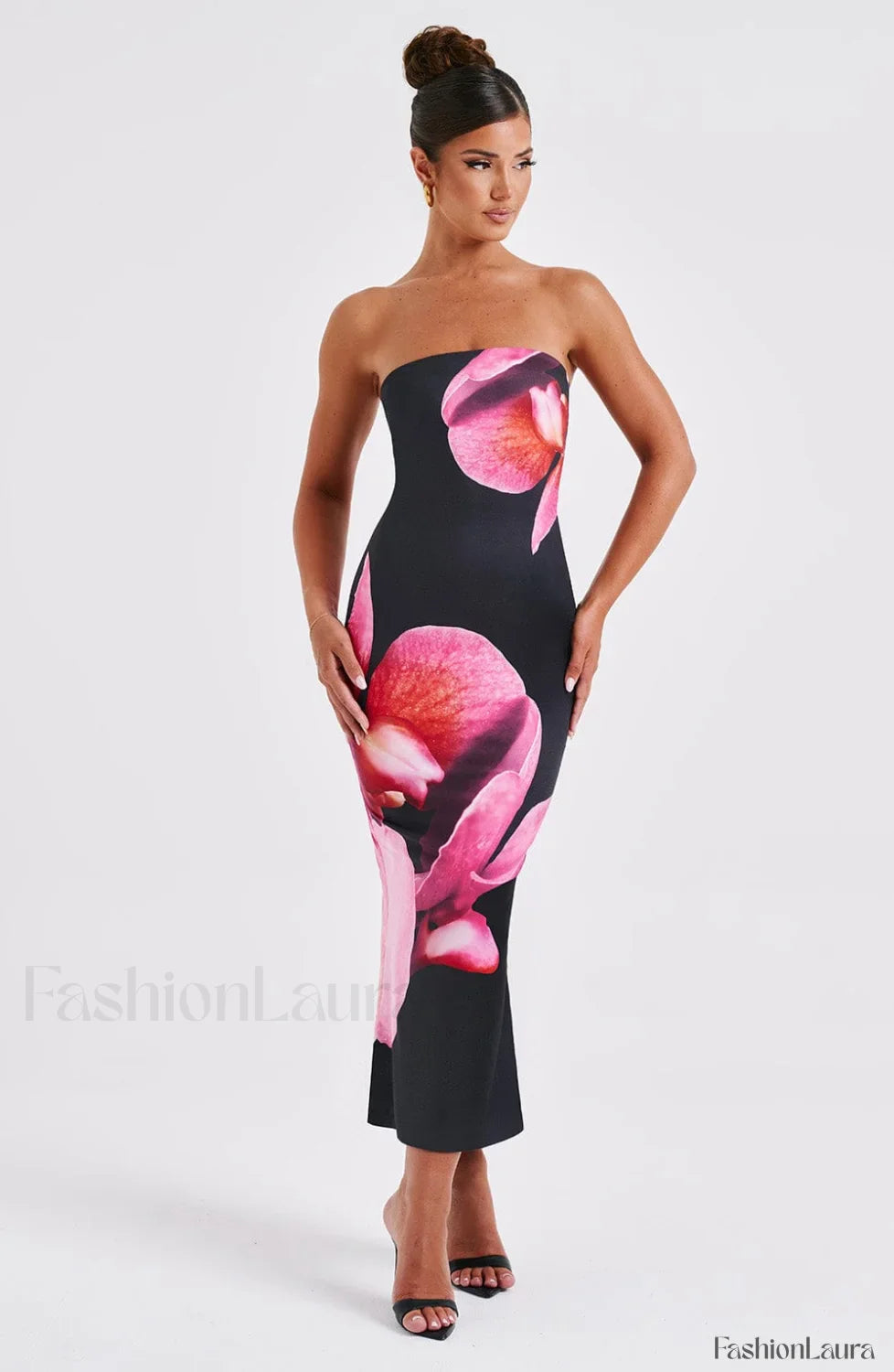 Allegra Midi Dress Trendy - Black Floral Print