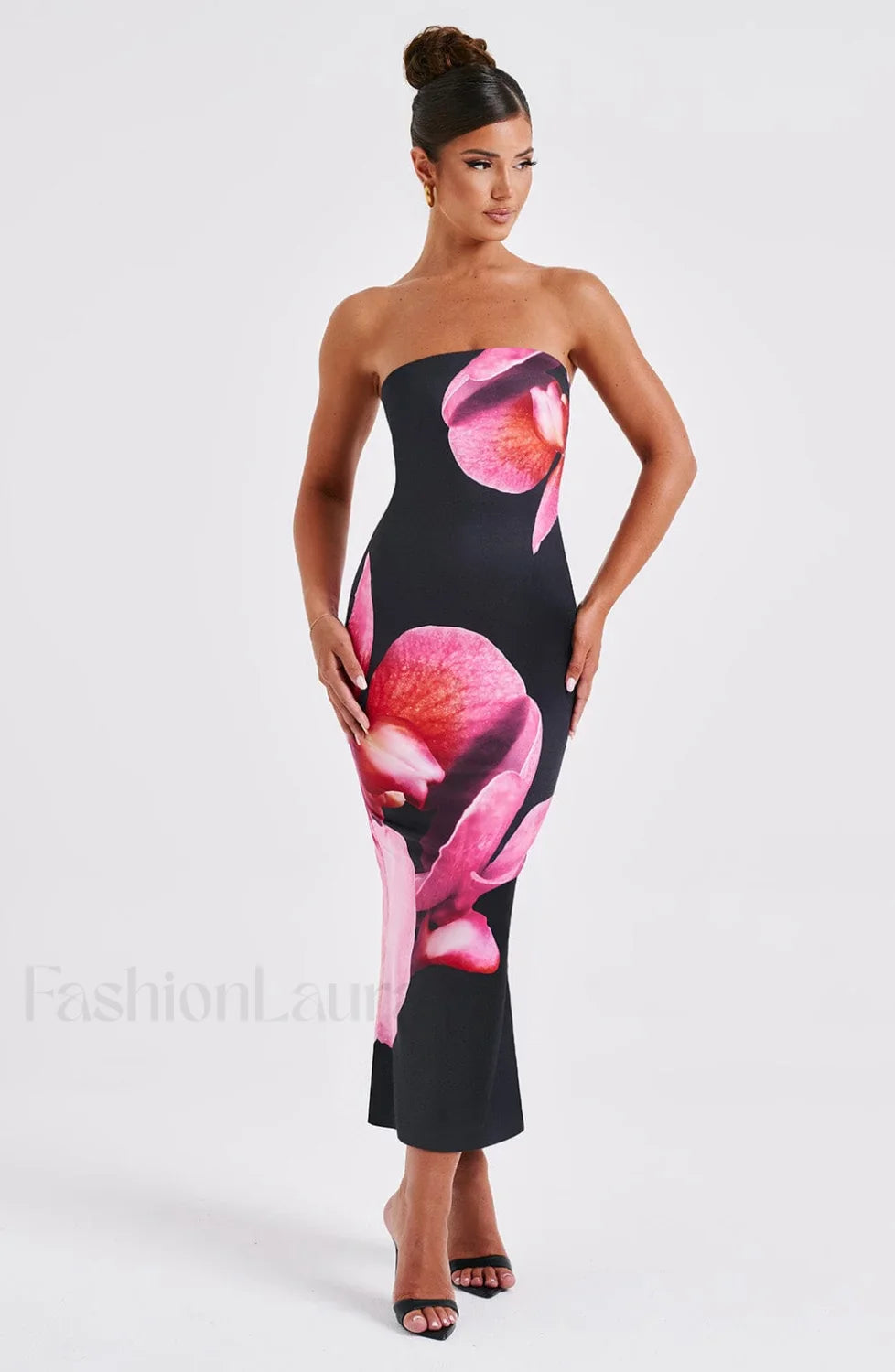 Allegra Midi Dress Trendy - Black Floral Print