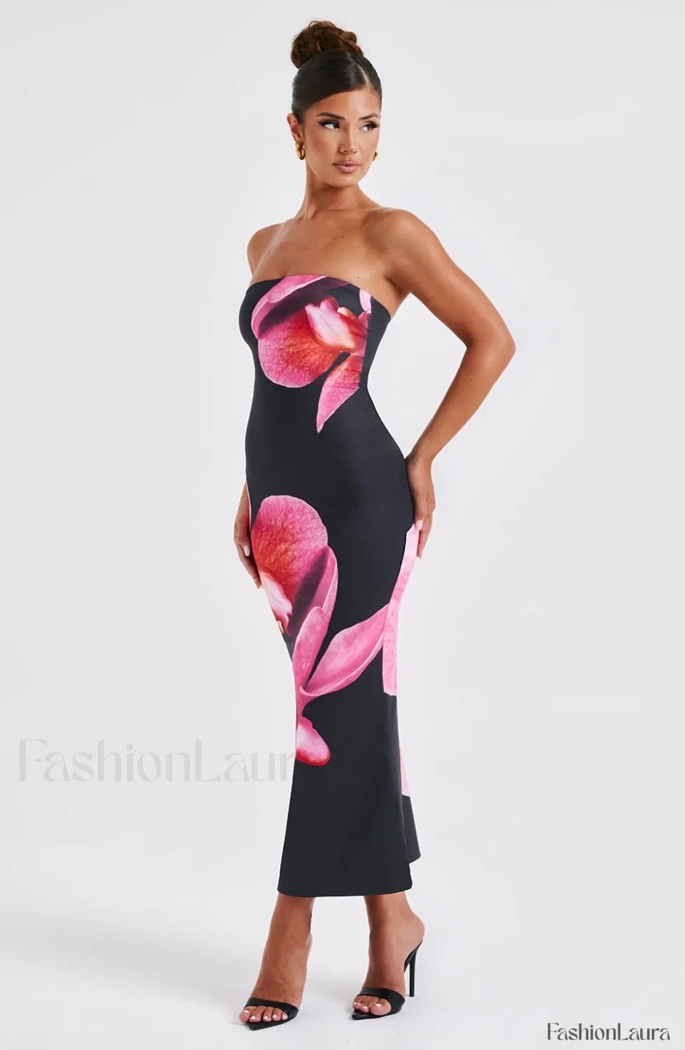 Allegra Midi Dress Trendy - Black Floral Print