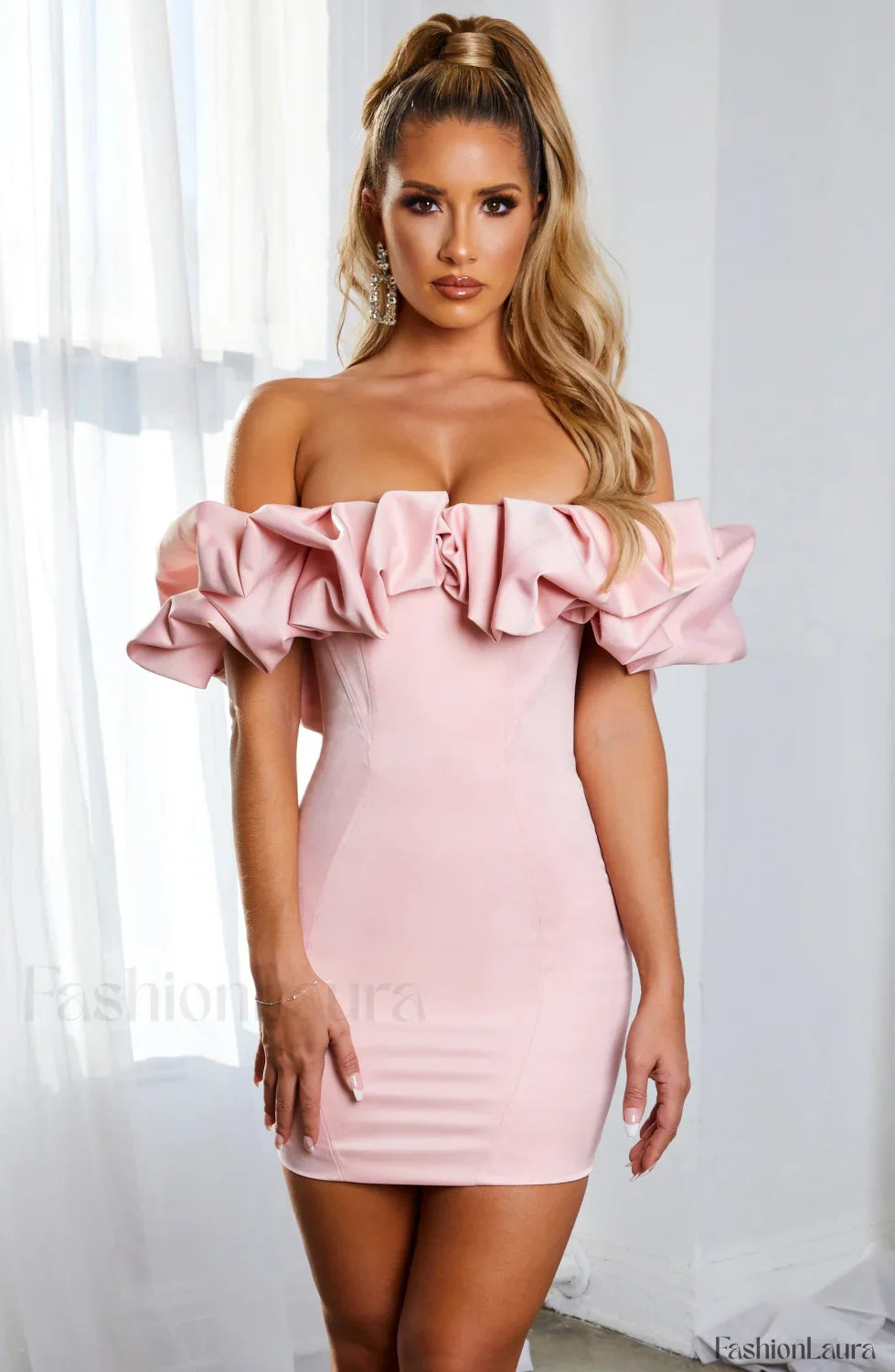 Allie Mini Dress Trendy - Baby Pink