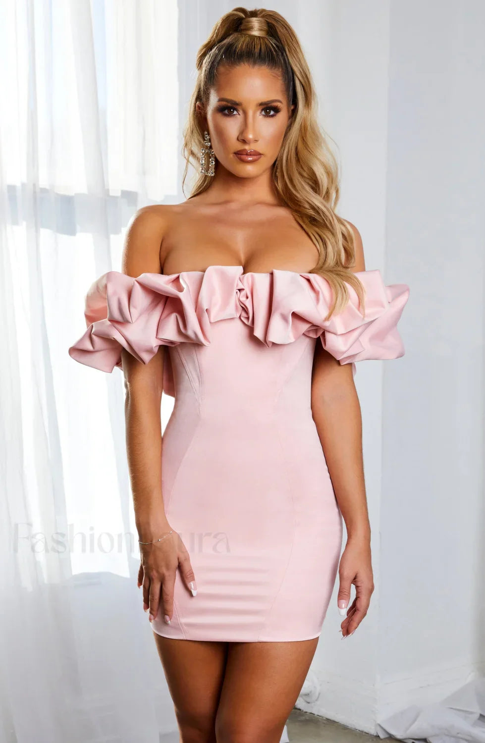 Allie Mini Dress Trendy - Baby Pink