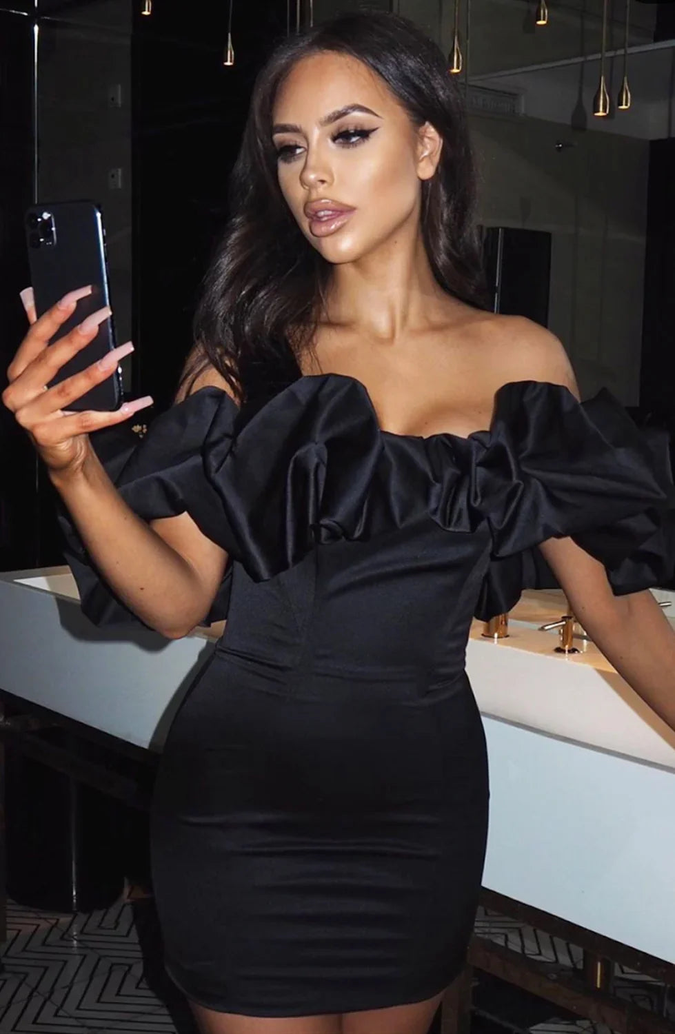 Allie Mini Graceful Dress - Black