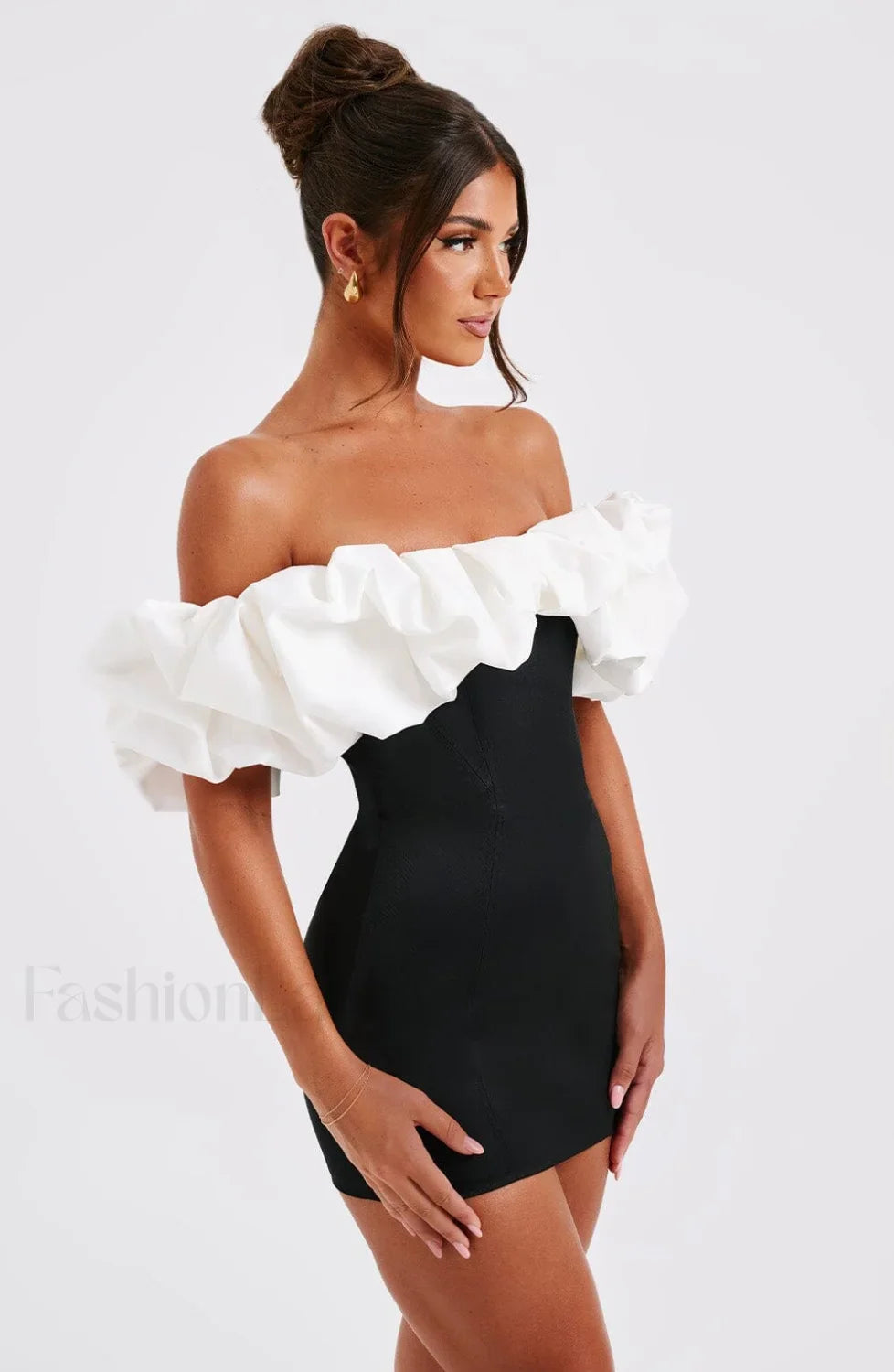 Allie Mini Graceful Dress - Black/White