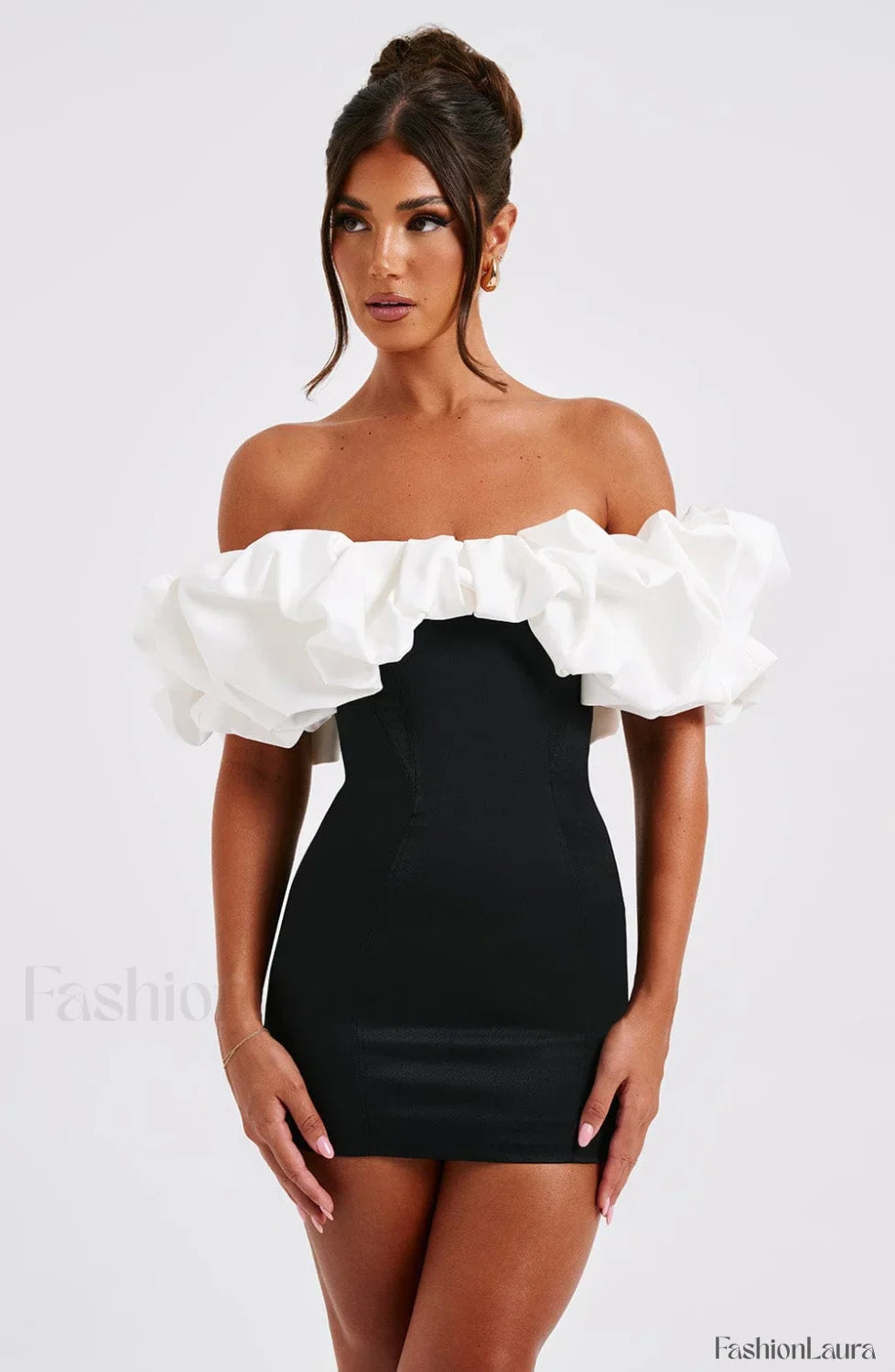 Allie Mini Graceful Dress - Black/White
