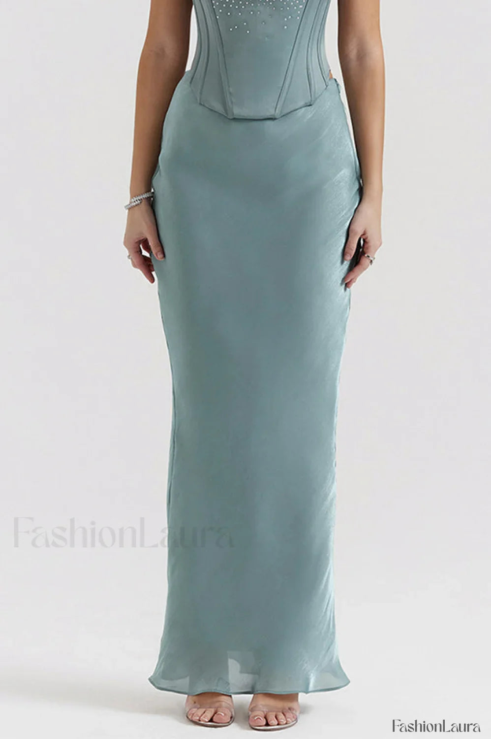 Amadi Satin Bra Charming + Maxi Skirt Set