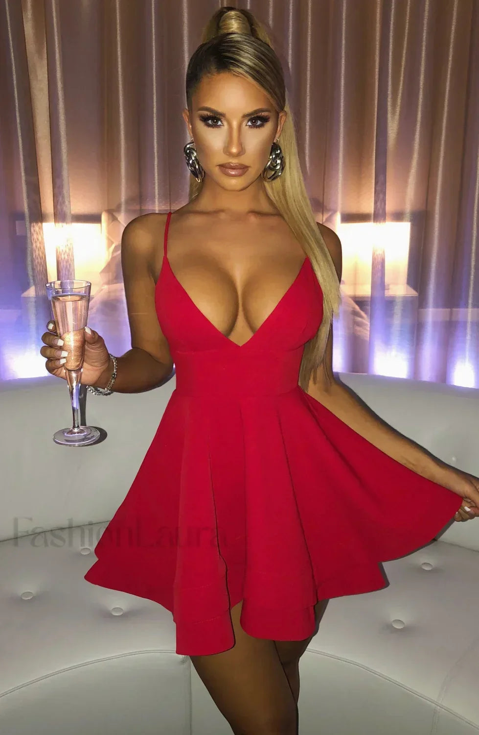 Amanda Mini Graceful Dress - Red