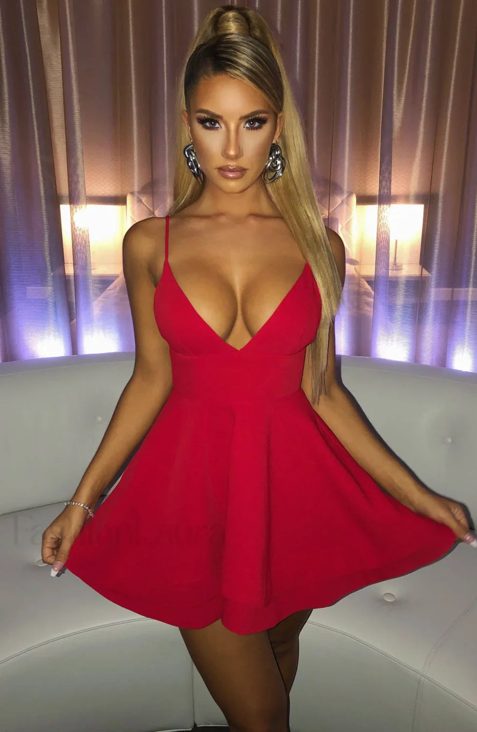 Amanda Mini Graceful Dress - Red