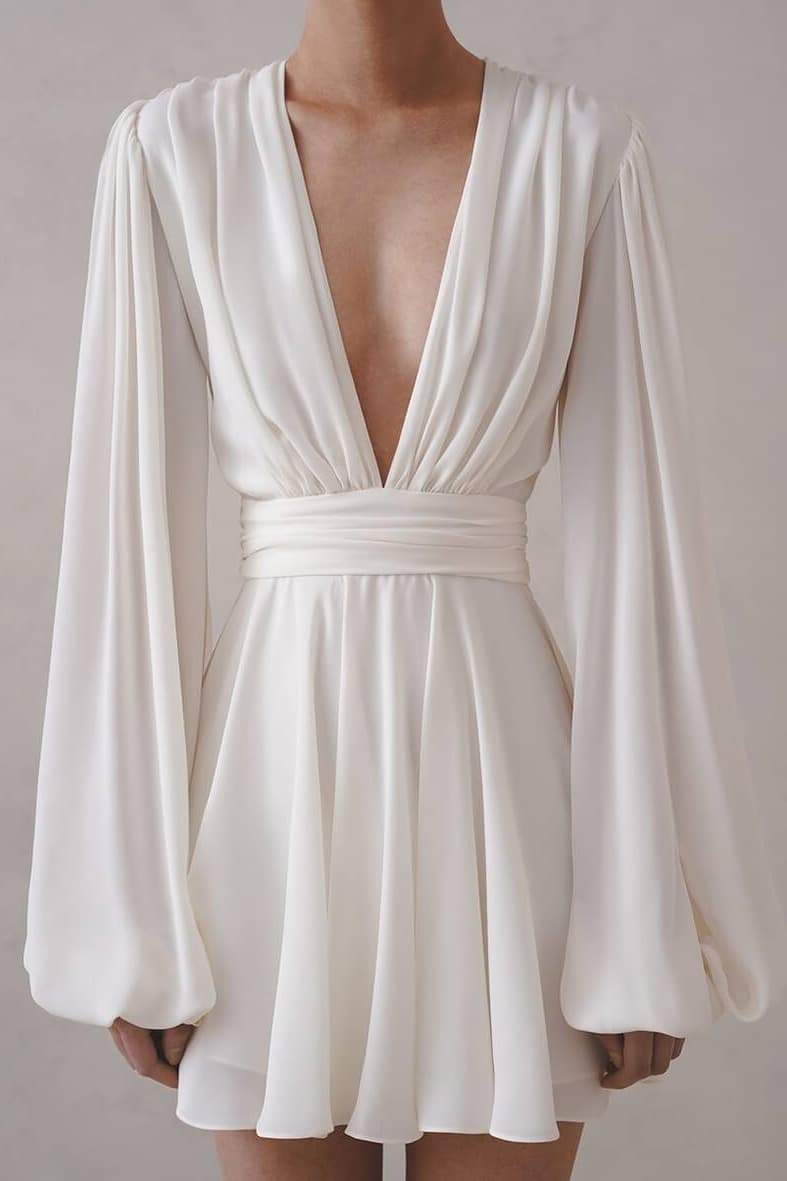 Maricarmen Aesthetic Mini Dress with Deep V Neck Chic Silhouette Collection
