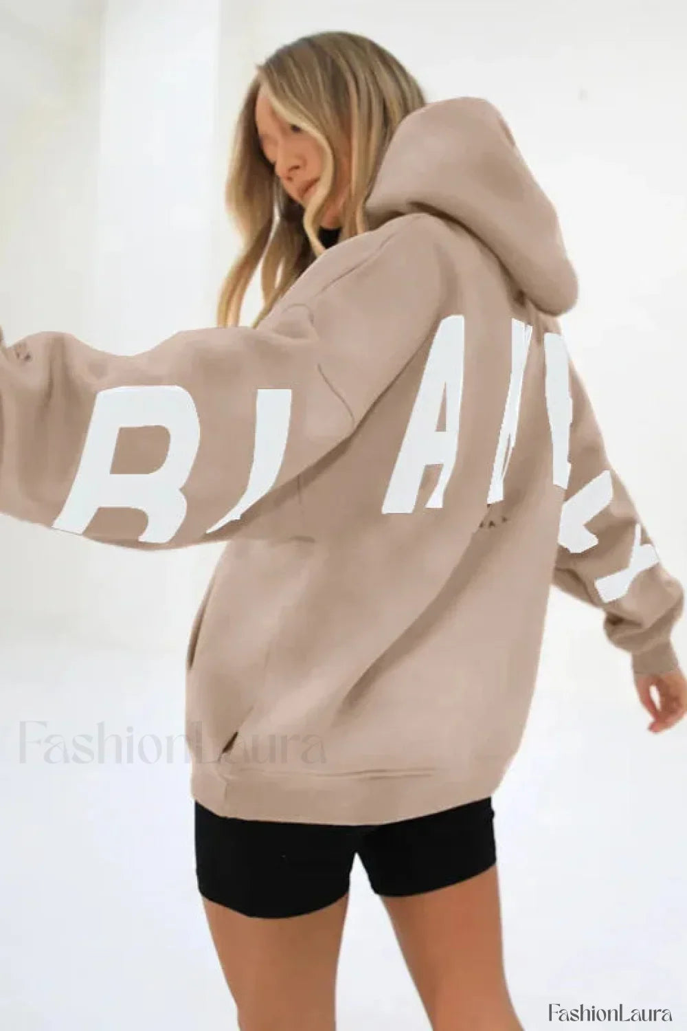 American Retro Letter Print Oversized Hoodie