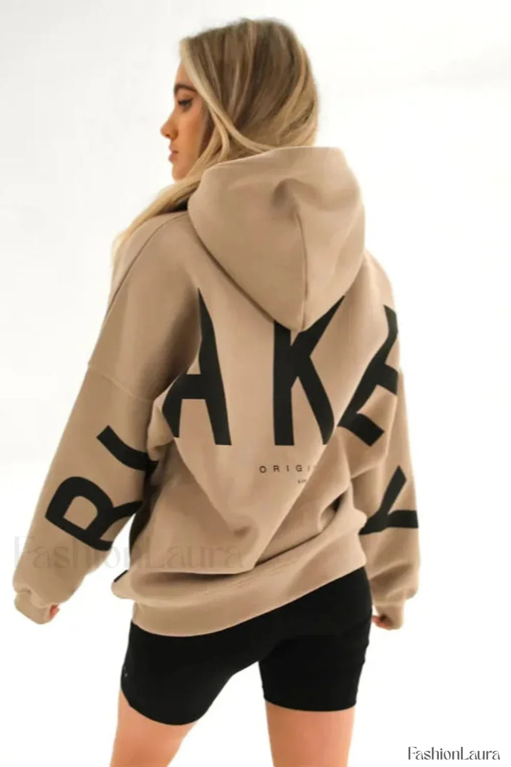 American Retro Letter Print Oversized Hoodie