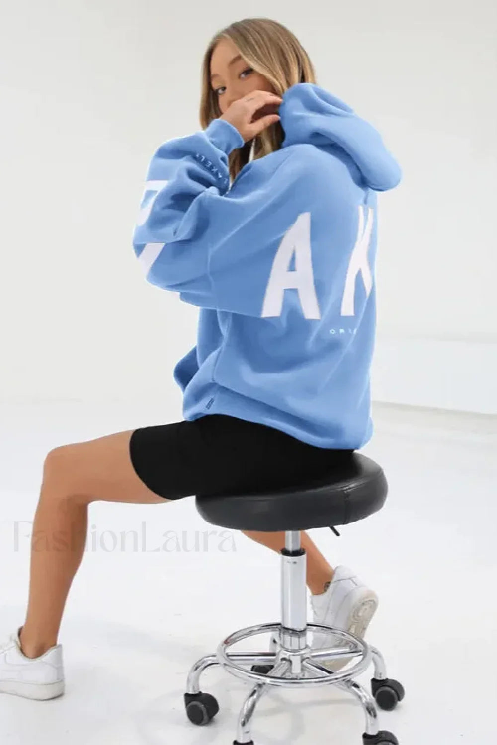 American Retro Letter Print Oversized Hoodie