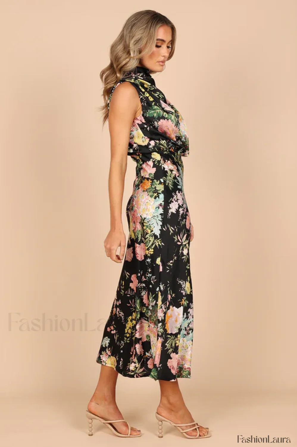 Anabelle Halter Stylish Neck Midi Dress