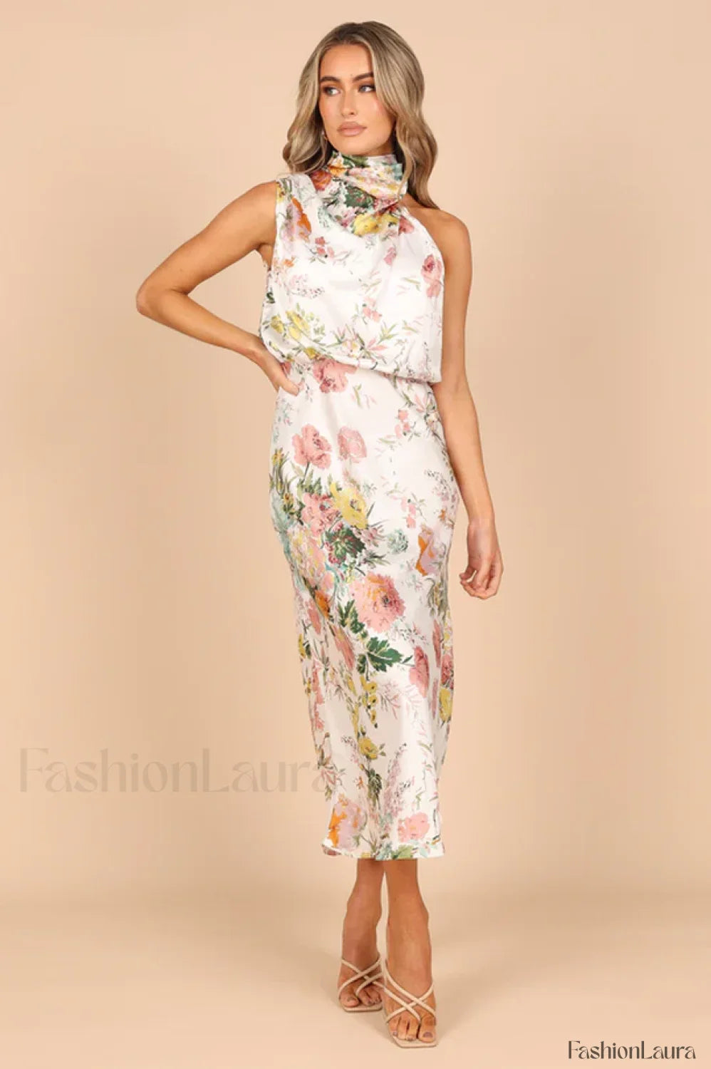 Anabelle Halter Stylish Neck Midi Dress