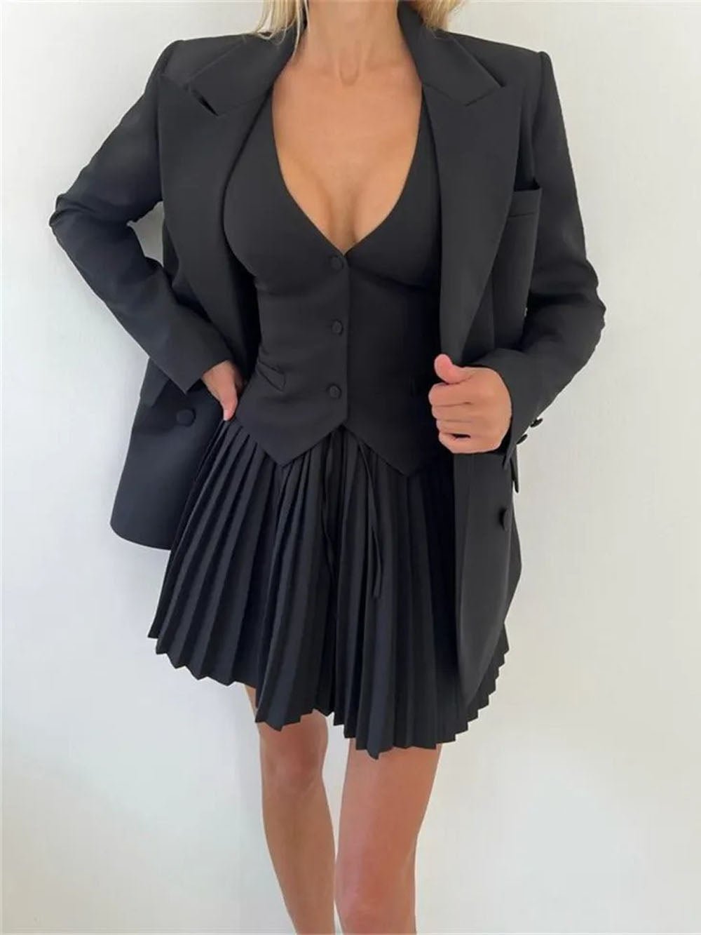 Andrea Single Breasted Top & Mini Skirt