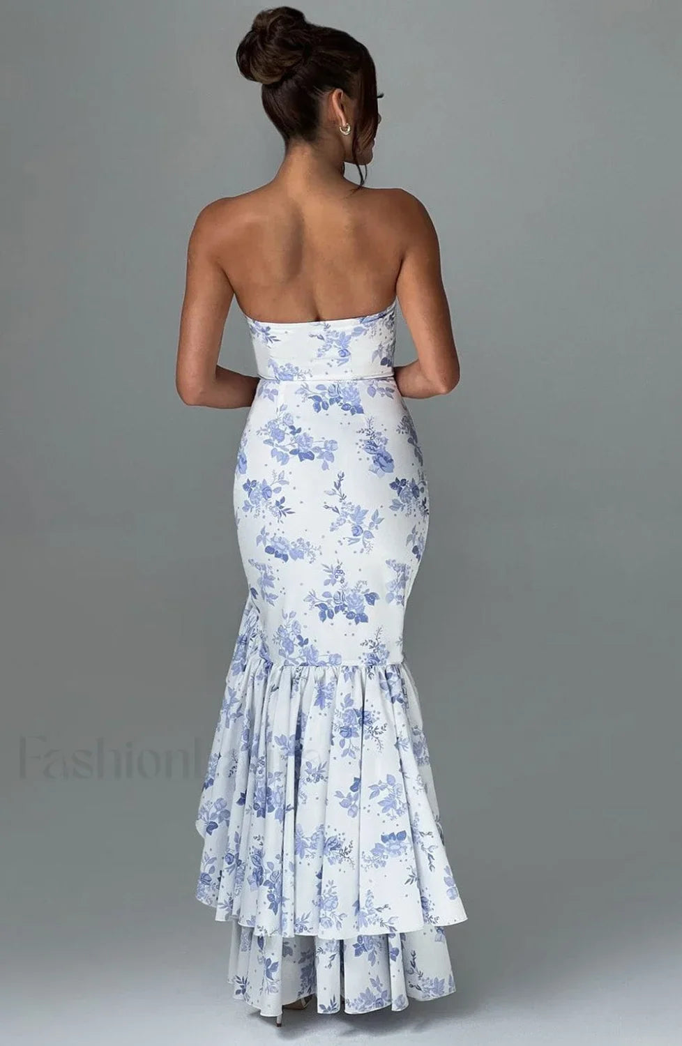 Angelina Maxi Dress Trendy - Blue Floral Print
