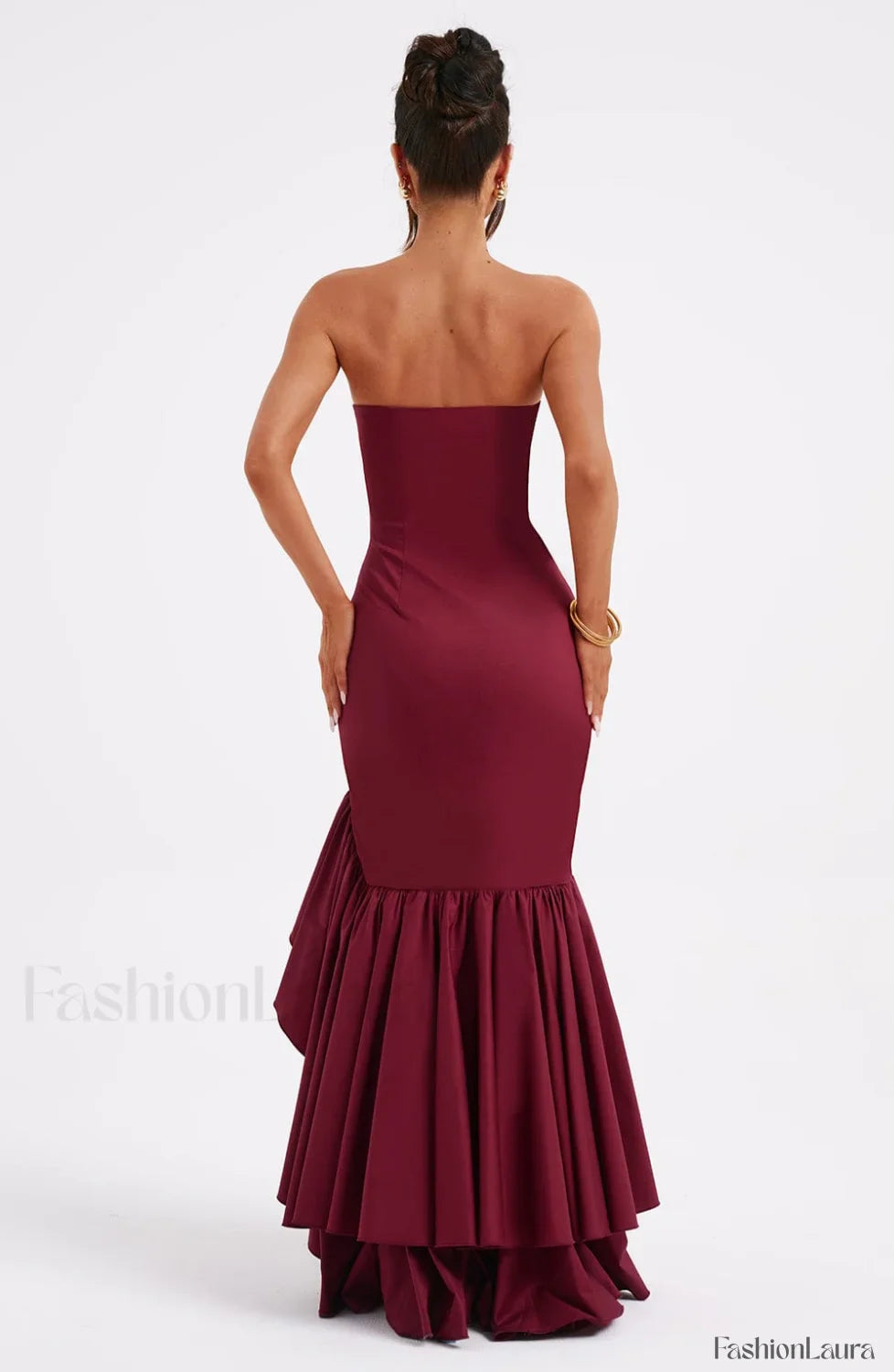 Angelina Maxi Graceful Dress - Burgundy