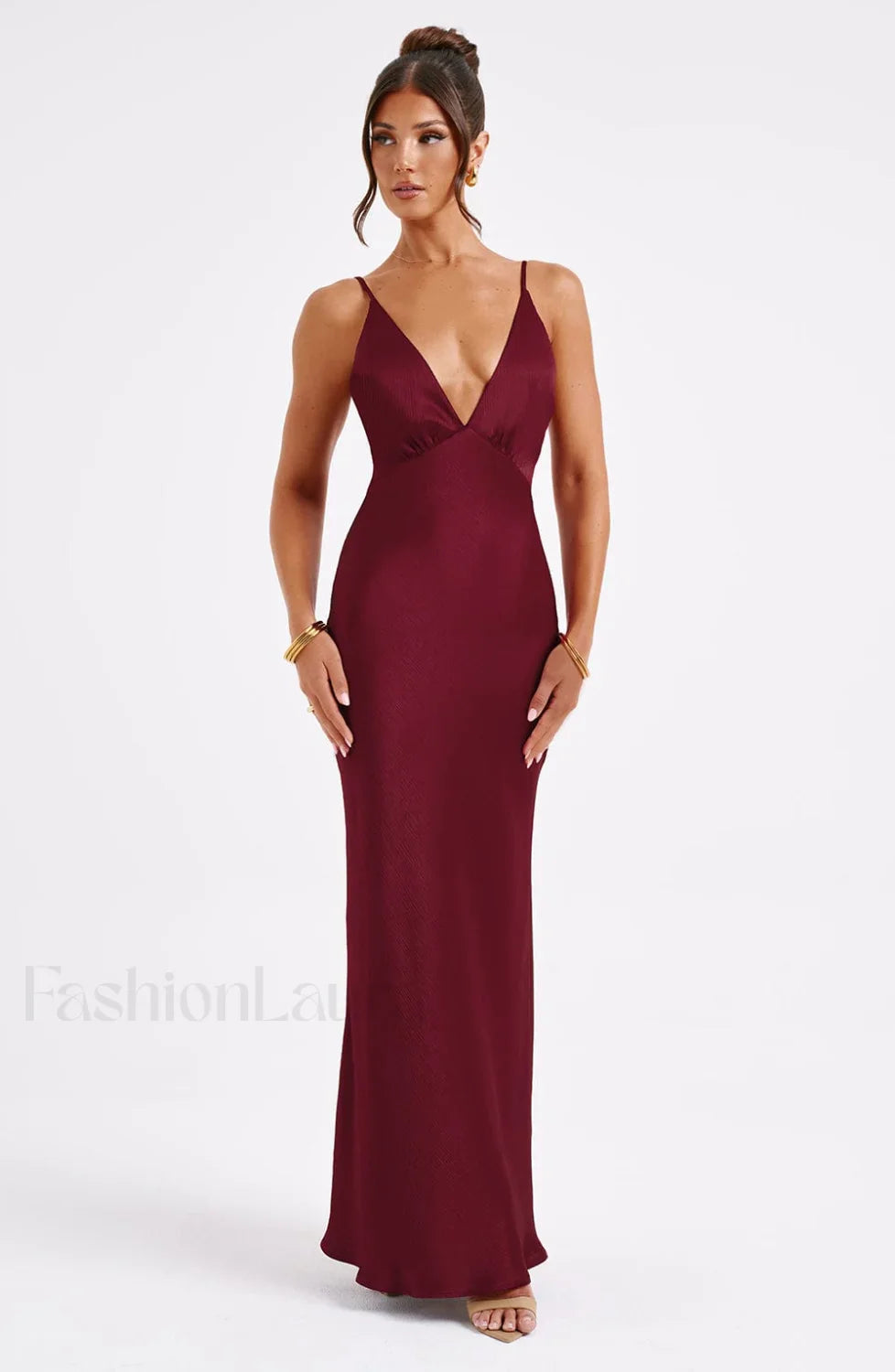Anja Maxi Graceful Dress - Burgundy