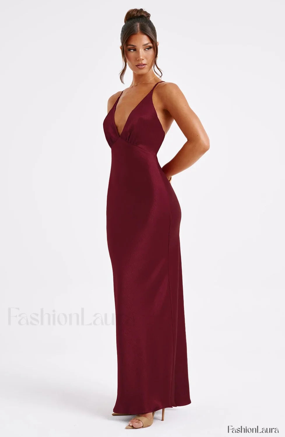 Anja Maxi Graceful Dress - Burgundy