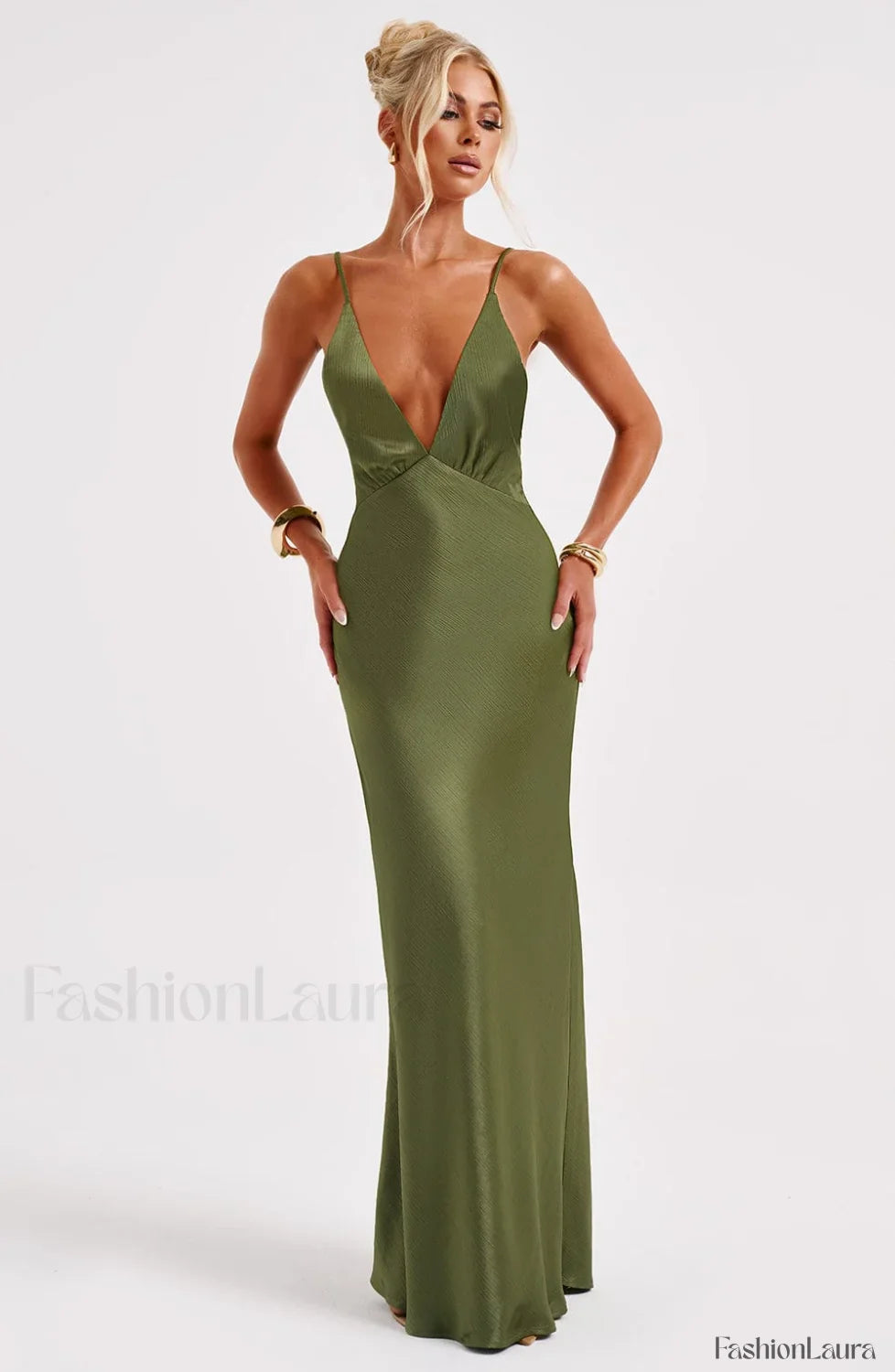 Anja Maxi Graceful Dress - Khaki