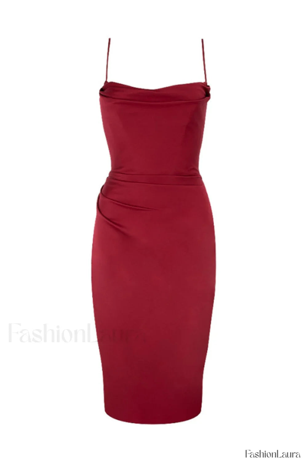 Anja Wine Satin Charming Corset Midi Dress