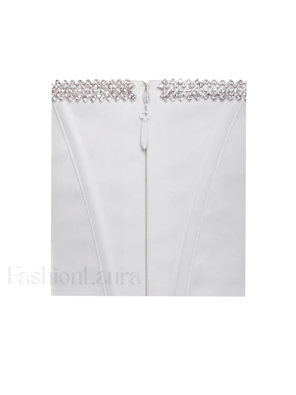 Annika White Off Shoulder Long Trendy Sleeve Corset Dress With Crystal Trim