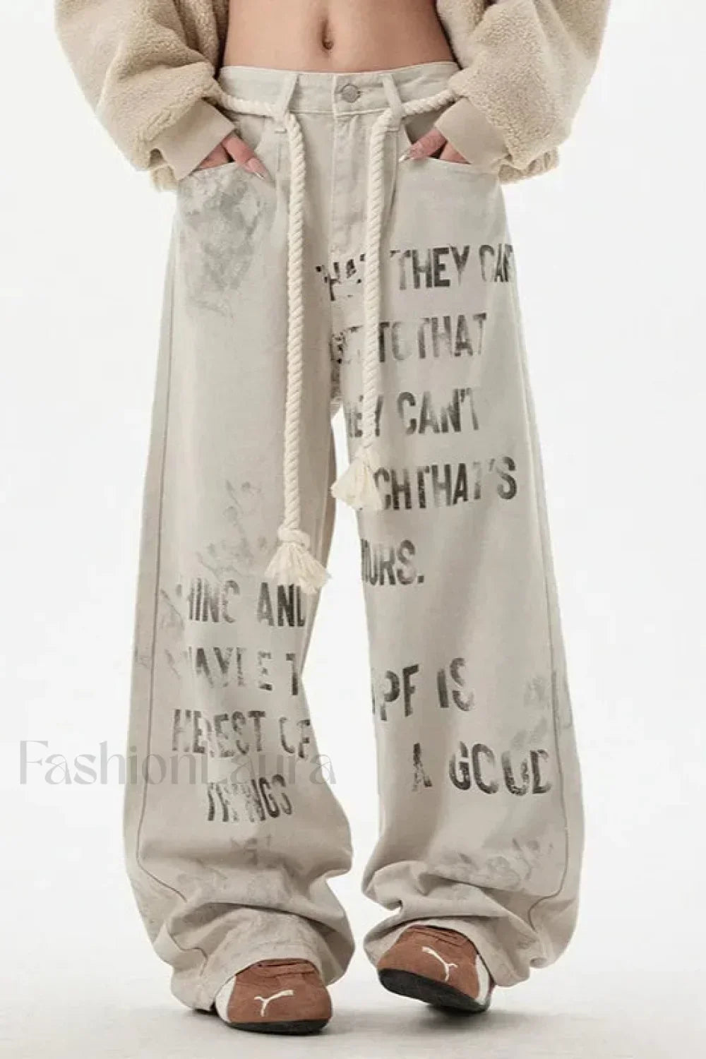 Apricot Graffiti Straight Denim Jeans