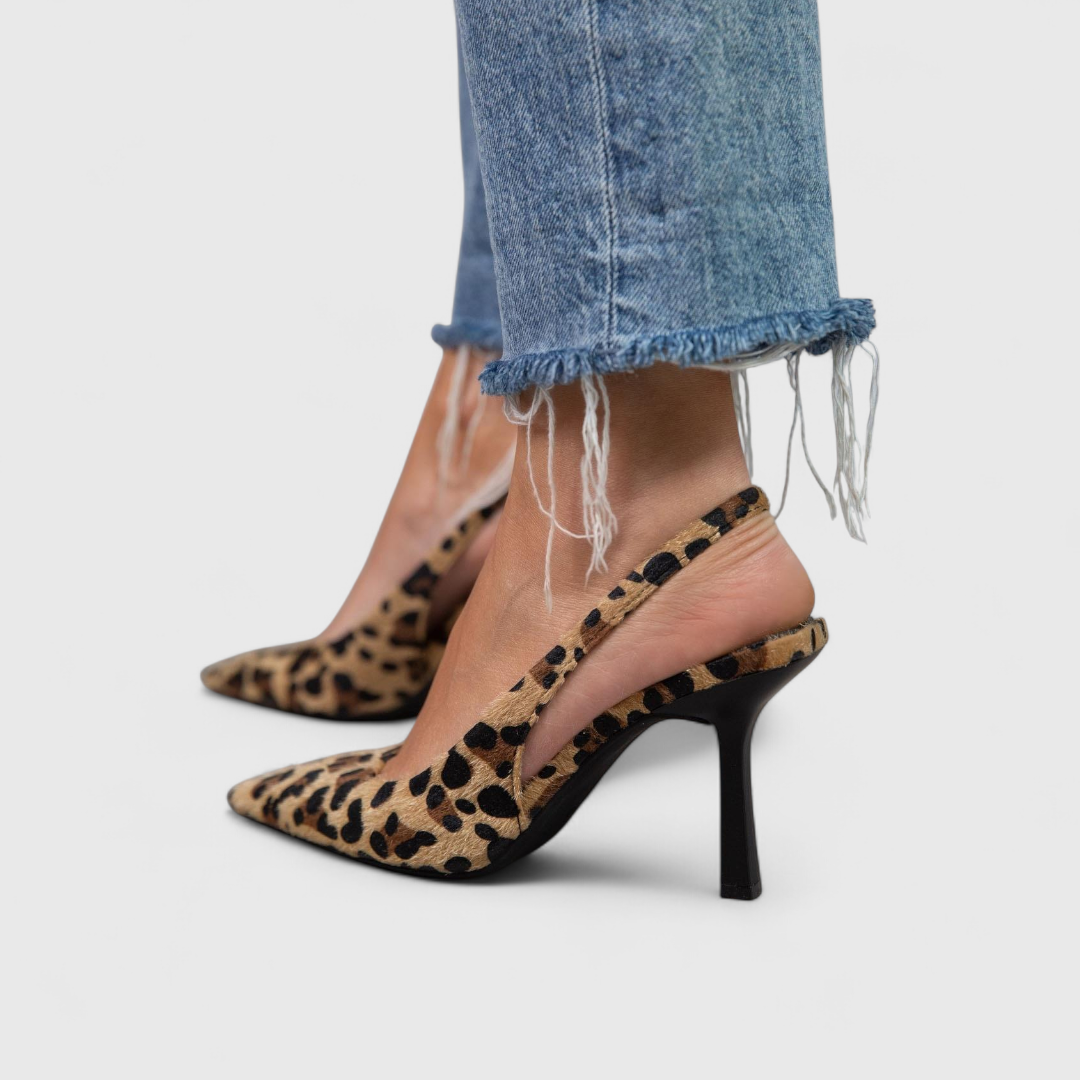 Leopard Print Pointed Toe Slingback Stiletto Pumps