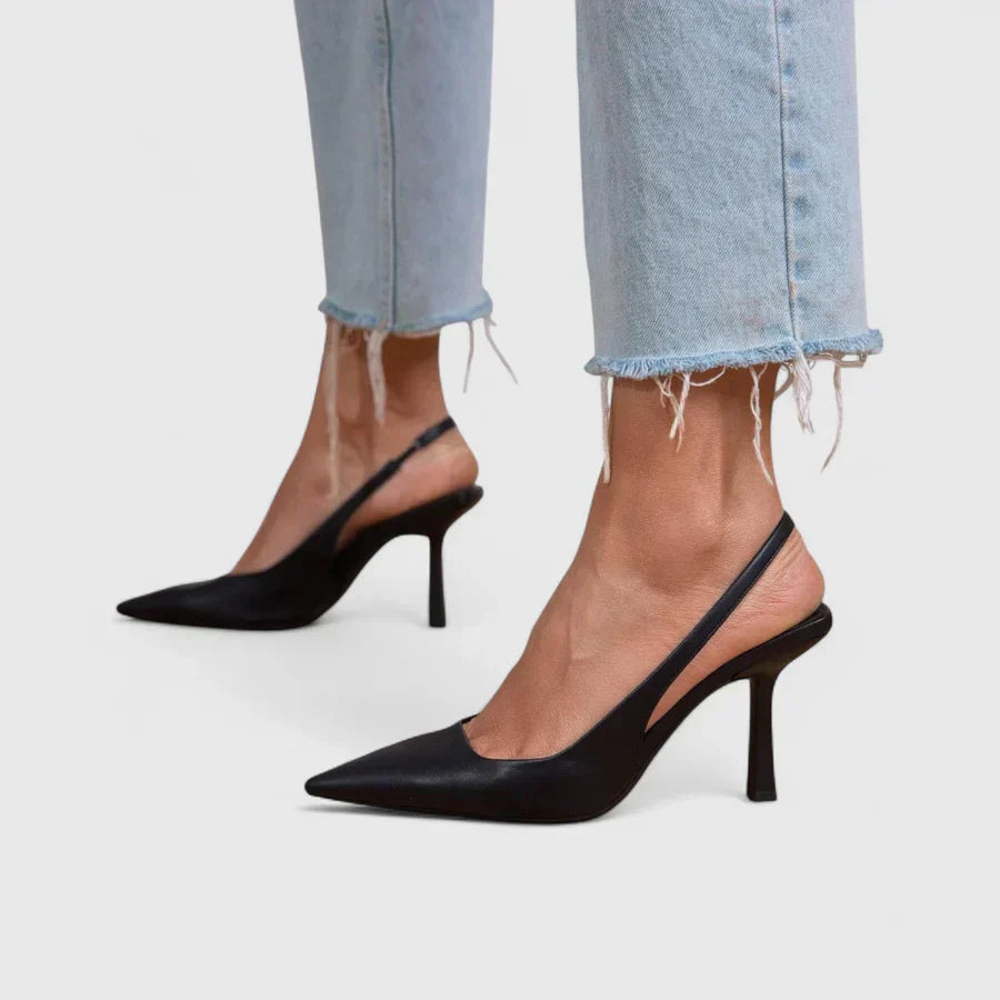 Suede Pointed Toe Slingback Stiletto Heels