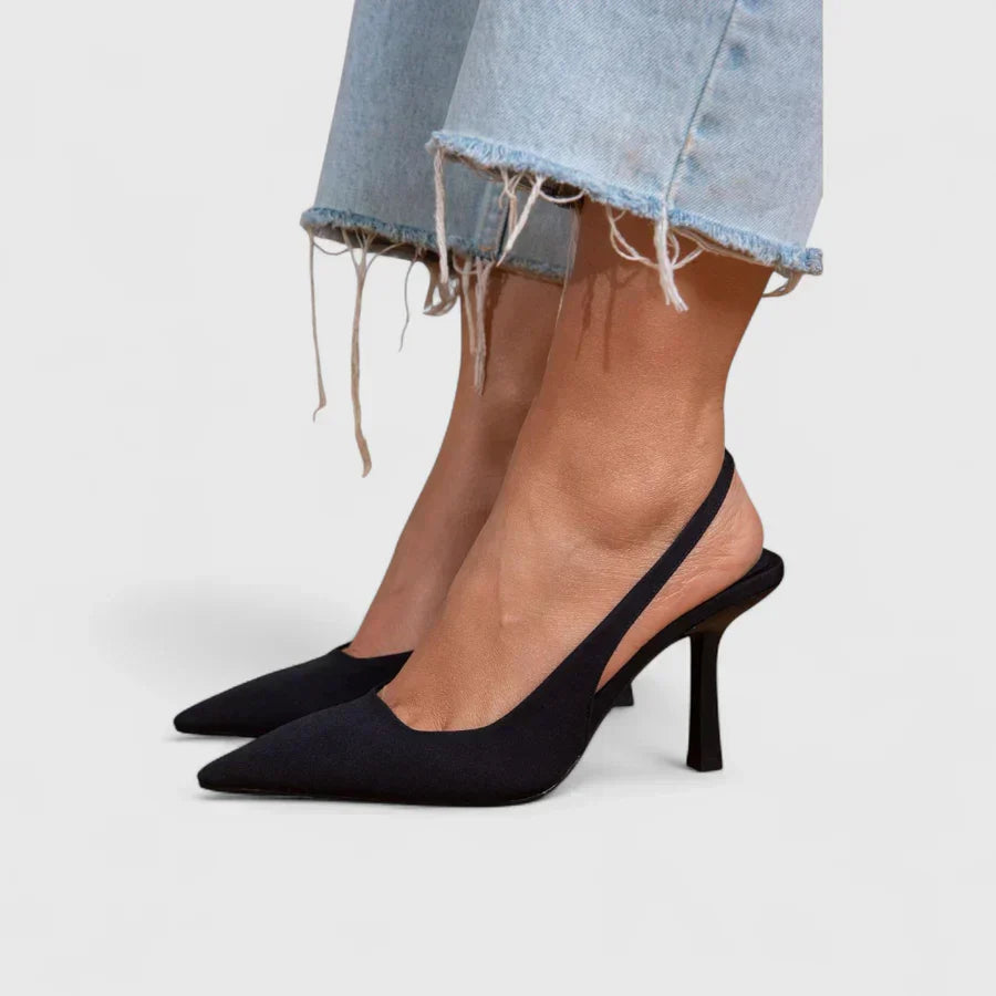 Suede Pointed Toe Slingback Stiletto Heels