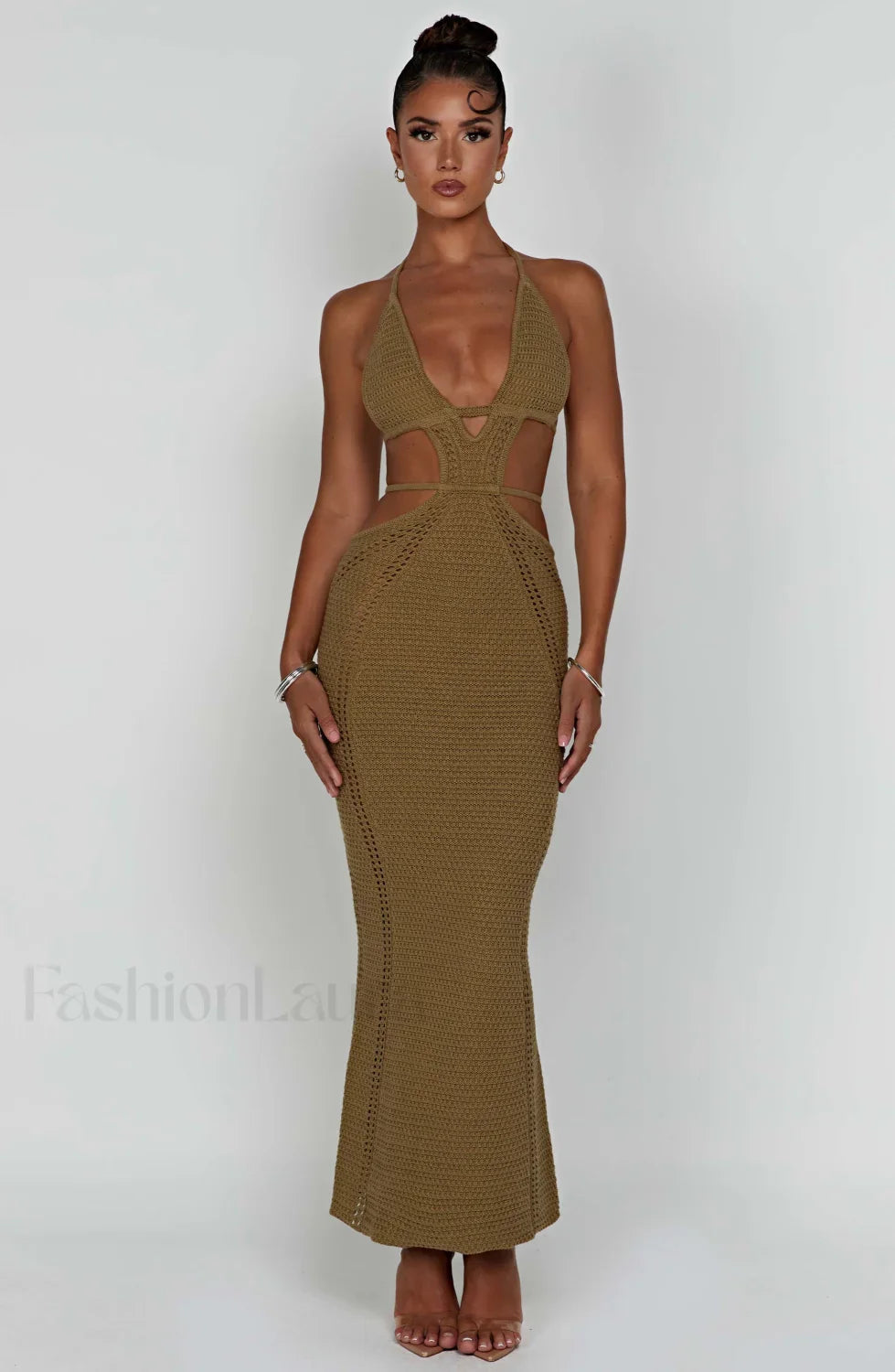 Arabella Maxi Graceful Dress - Khaki