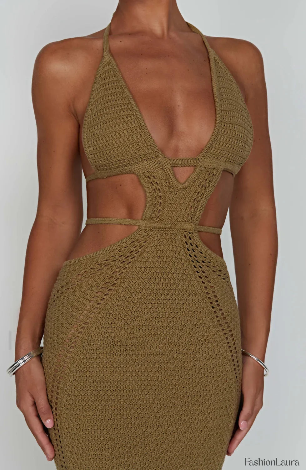 Arabella Maxi Graceful Dress - Khaki