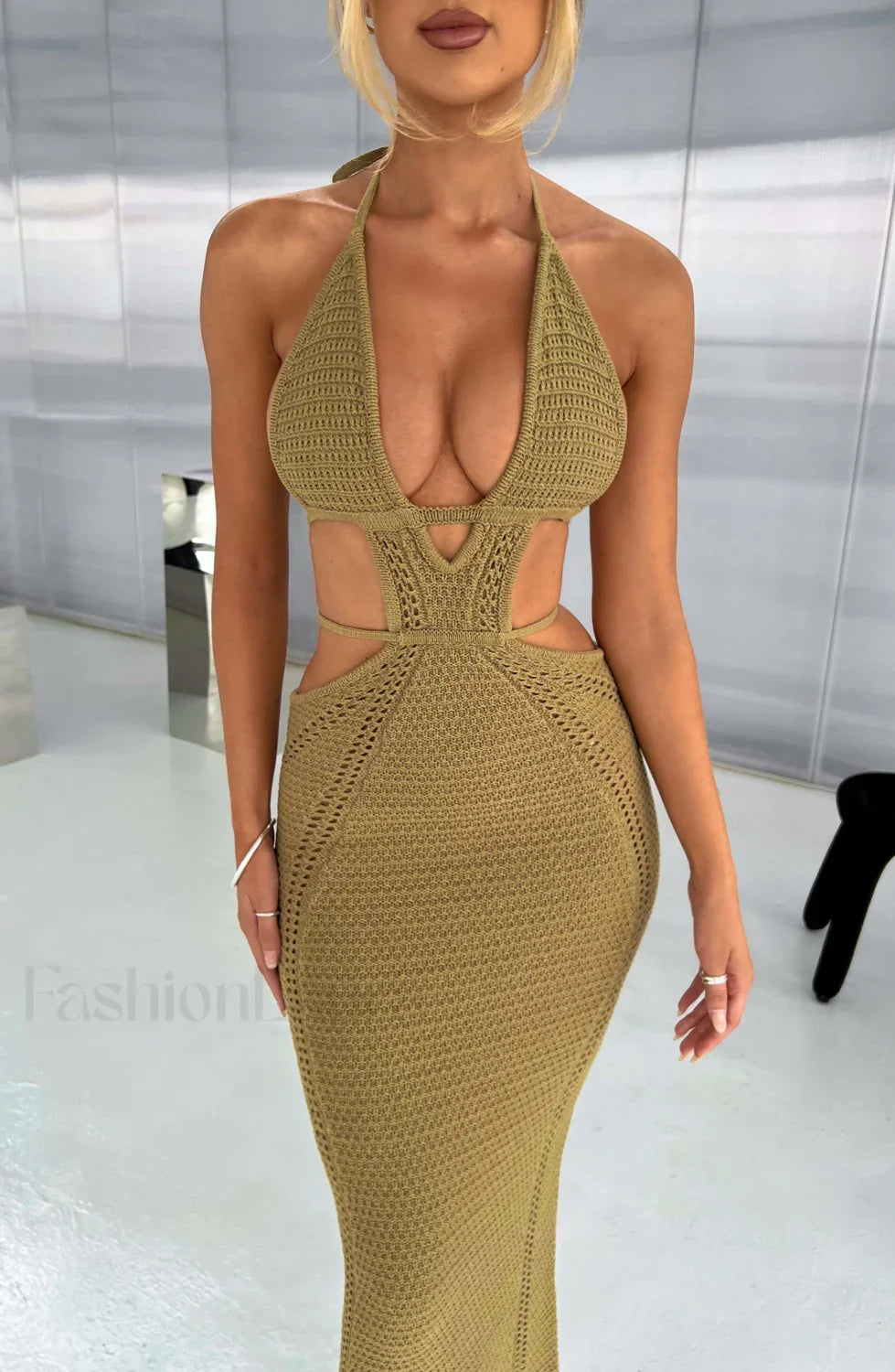 Arabella Maxi Graceful Dress - Khaki