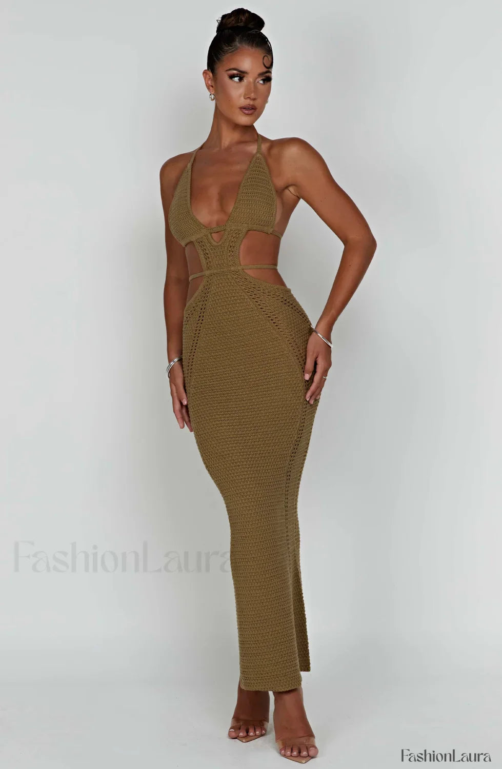 Arabella Maxi Graceful Dress - Khaki