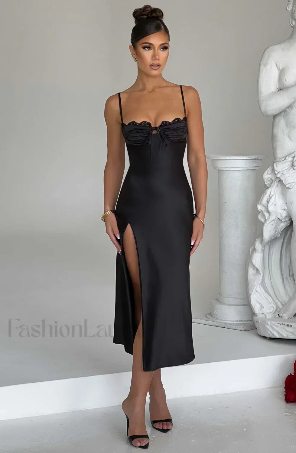 Ardelle Midi Graceful Dress - Black