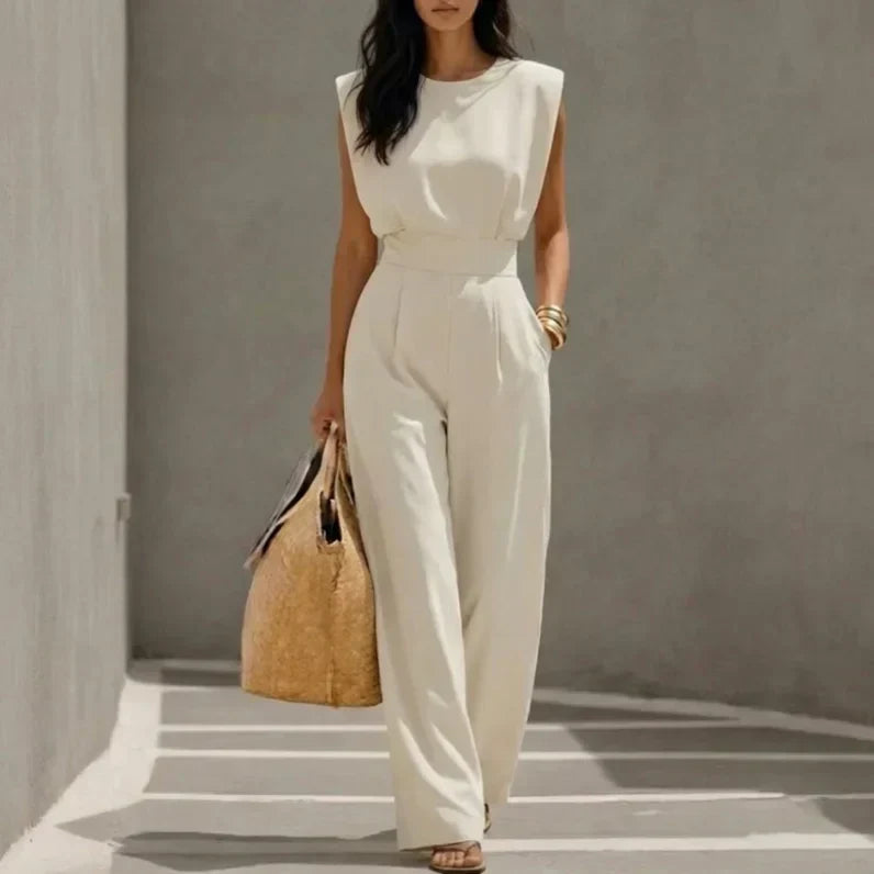 Sleeveless Top and High Waist Wide Leg Pants Two Piece Set