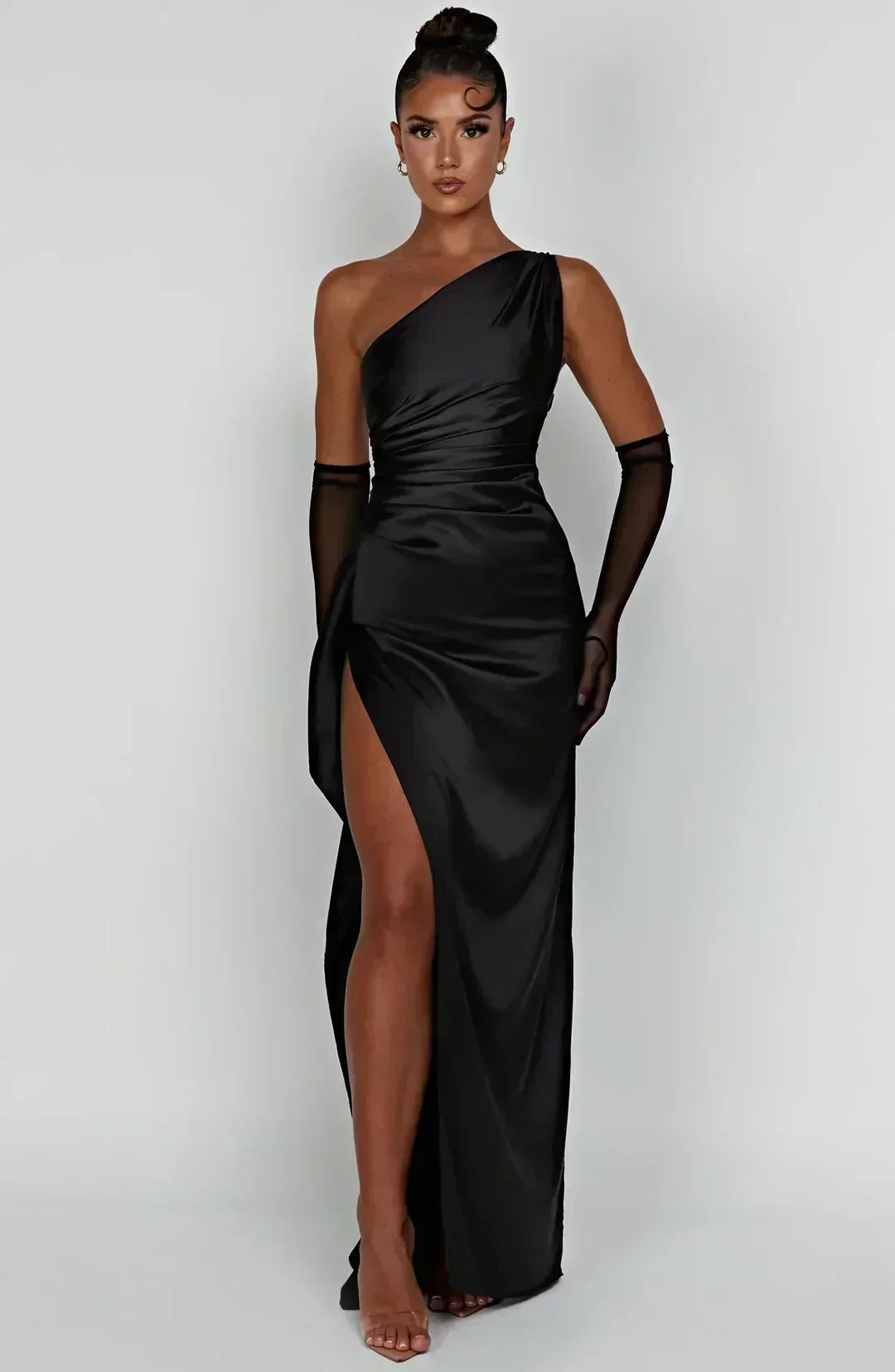 Chiffon One Shoulder Tiered Maxi Dress