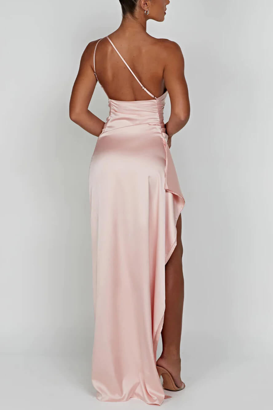 Ariana Timeless Satin Maxi Dress with Slit Designer Edit