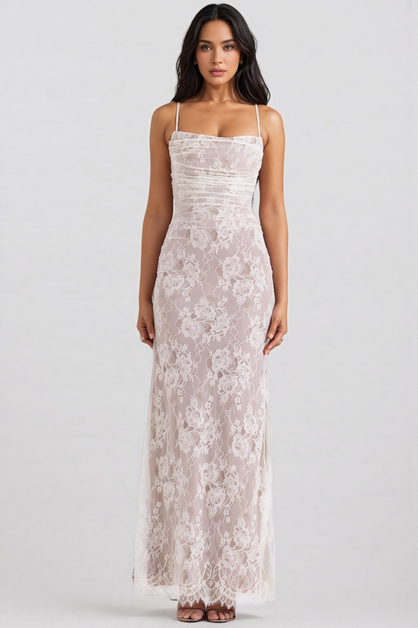 Yoshi Vintage Cream Lace Maxi Dress - View 4