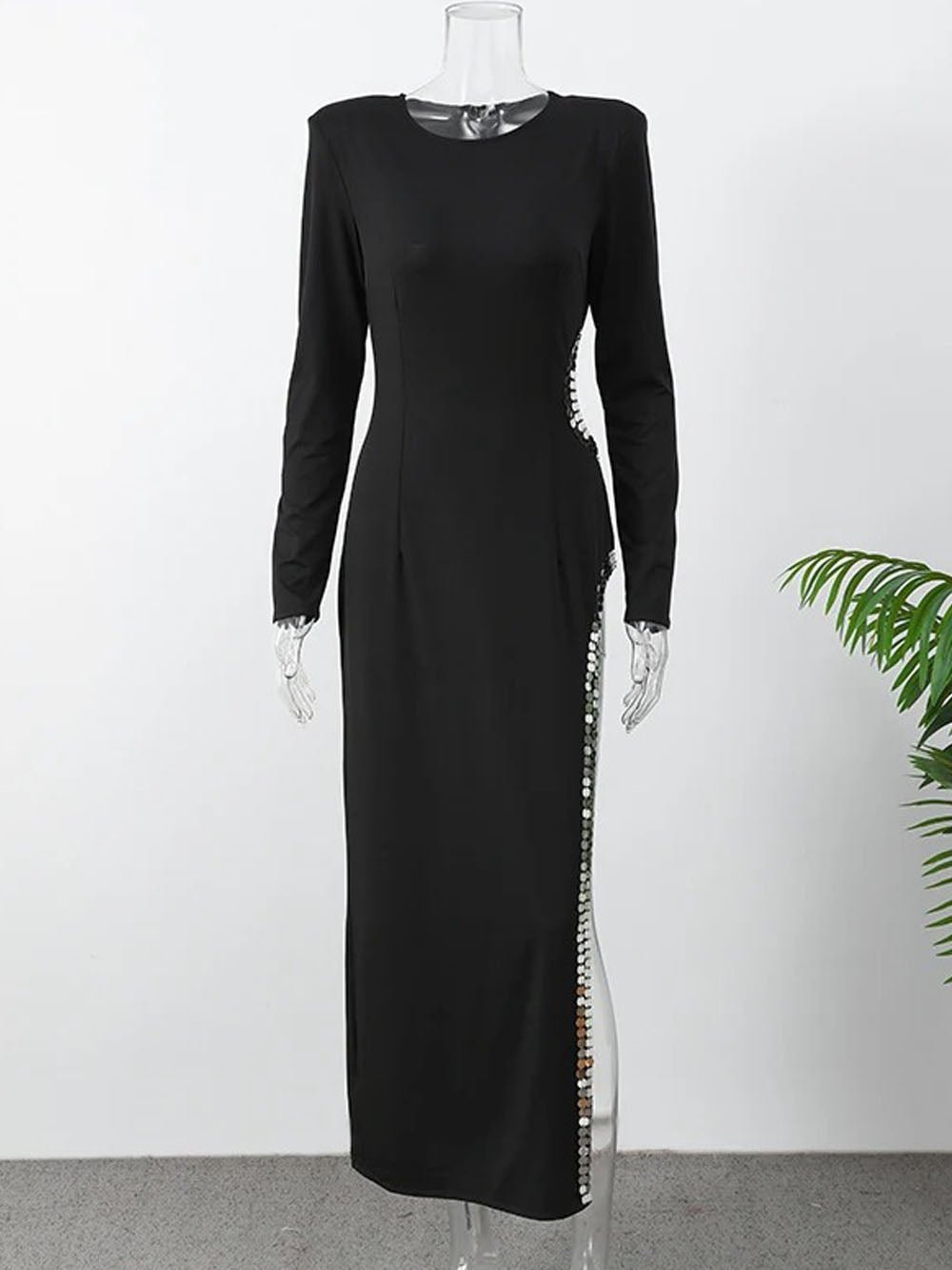 Sequin Shoulder Off Shoulder Bodycon Maxi Dress