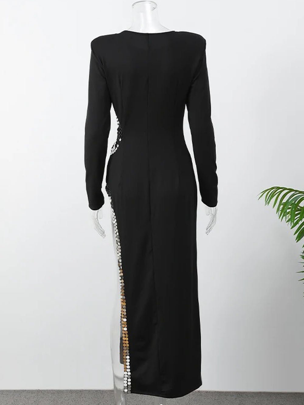 Sequin Shoulder Off Shoulder Bodycon Maxi Dress