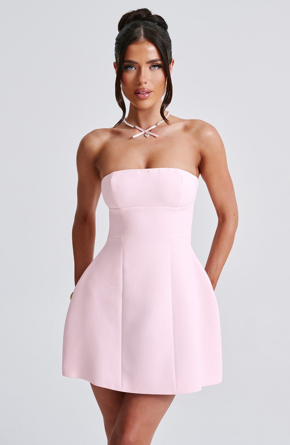 Strapless Structured Bubble Hem A-Line Mini Dress 6