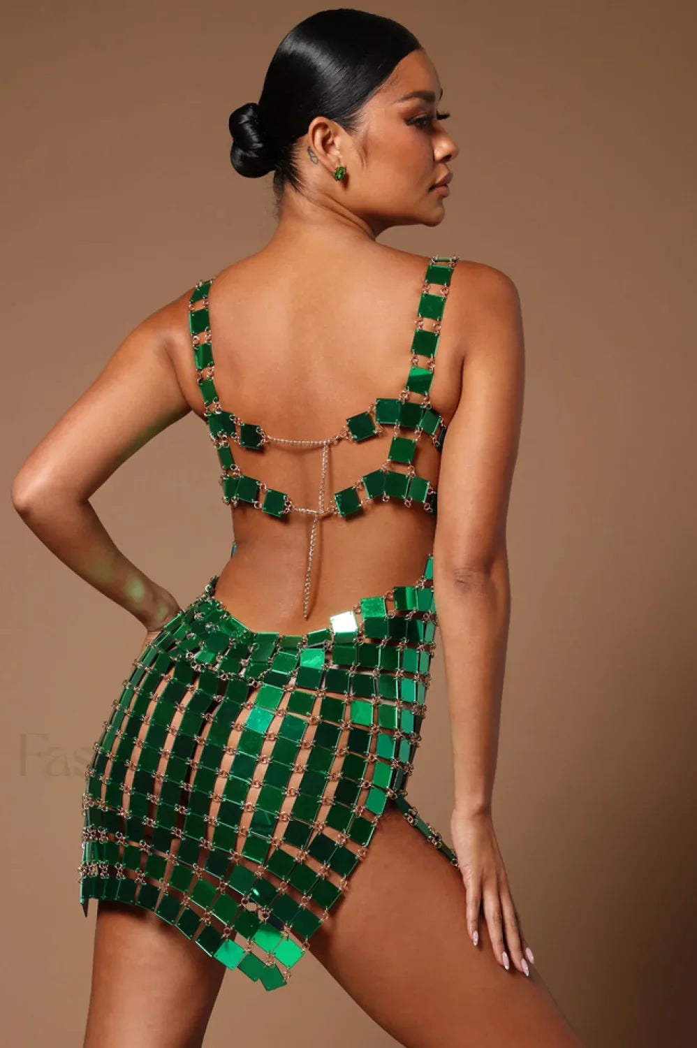 Astrid Mirror Stylish Mini Dress Free / Green