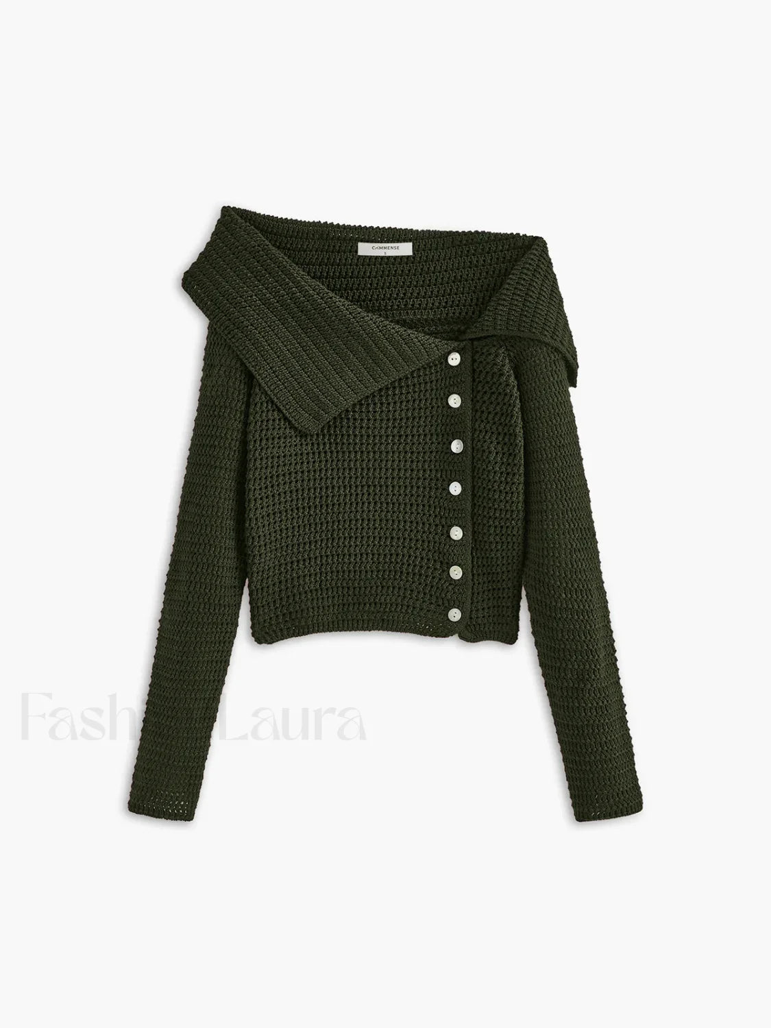 Asymmetrical Breasted Knit Top ArmyGreen / XS Knit Tops