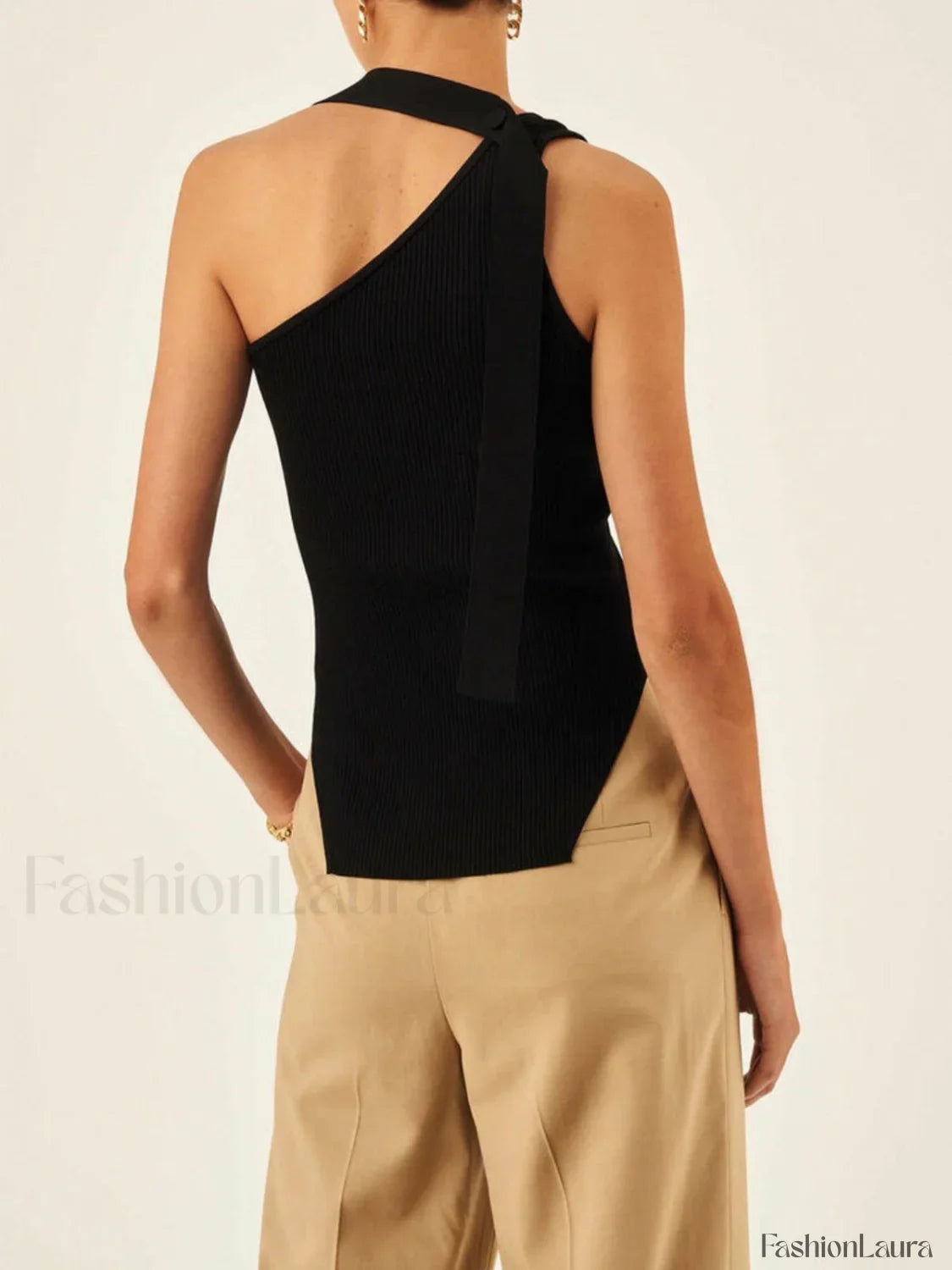 Asymmetrical Halter Rib Vest