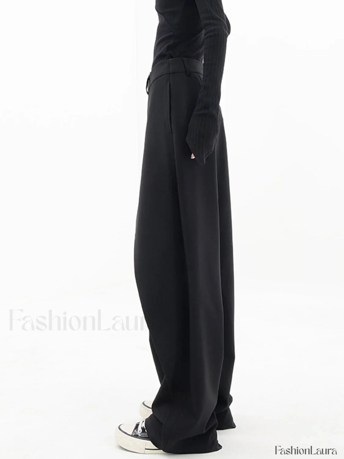 Asymmetrical Layer Button Trendy Wide Leg Dress Pants