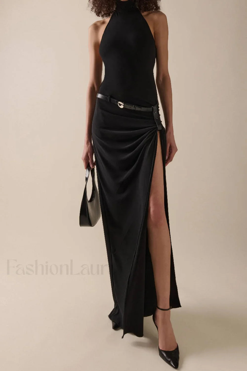 Asymmetrical Neckline Short Sleeve Split Work Dress