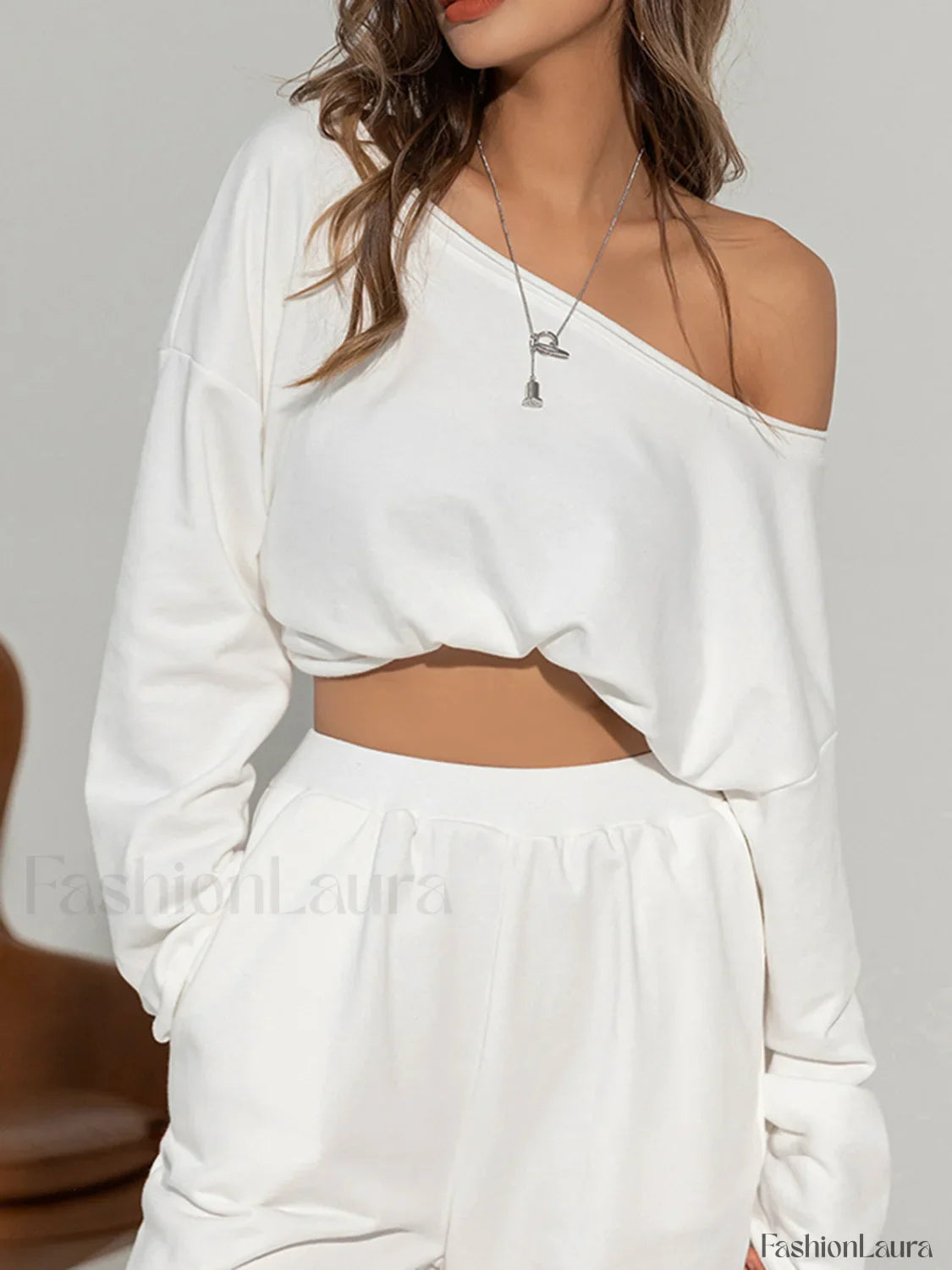 Asymmetrical Off Shoulder Solid Sweatshirt