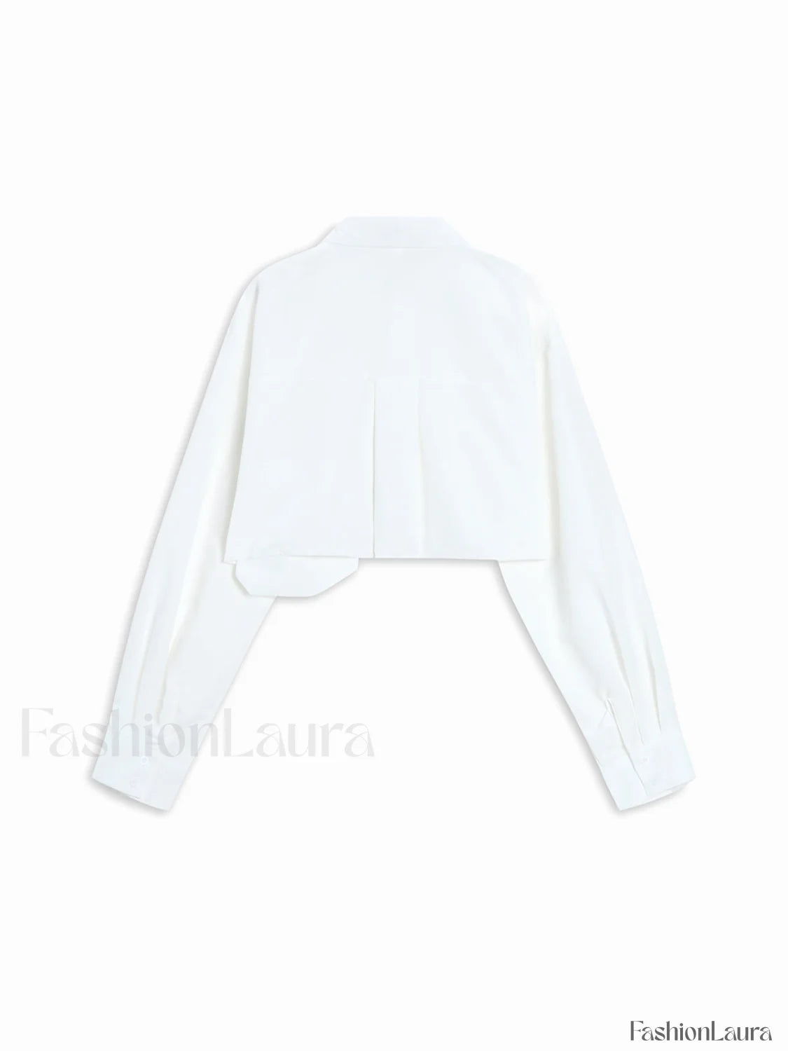 Asymmetrical Pocket Button Trendy Collar Crop Shirt